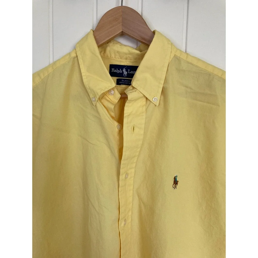 Polo Ralph Lauren Blake‎ Shirt Mens Large Yellow Short Sleeve Cotton Button Down